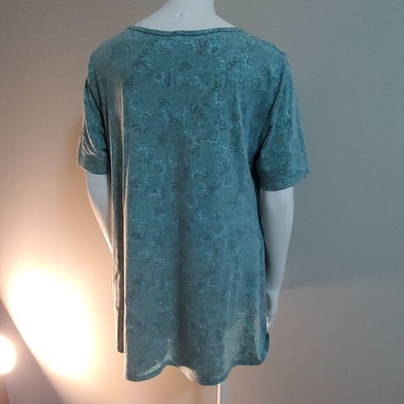LuLaRoe Green & Blue Floral Short Sleeve Tee (S) - Picture 4 of 5